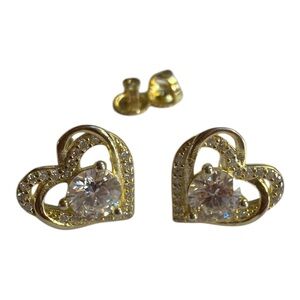 Moissanite Sterling Silver Gold Tone Earrings